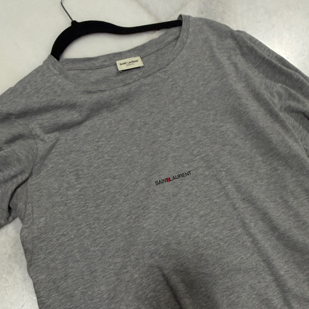 Saint Laurent Grey Tee with Subtle Center Logo